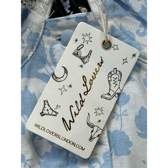 Revolve Wild Lovers Women’s 32B Lace & Blue Floral Corset • Linen Button Detail - Picture 15 of 16